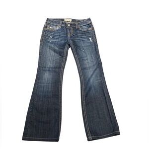 MEK USA DNM - Women’s Distressed Flap Pocket Bootcut Jeans - Size 27